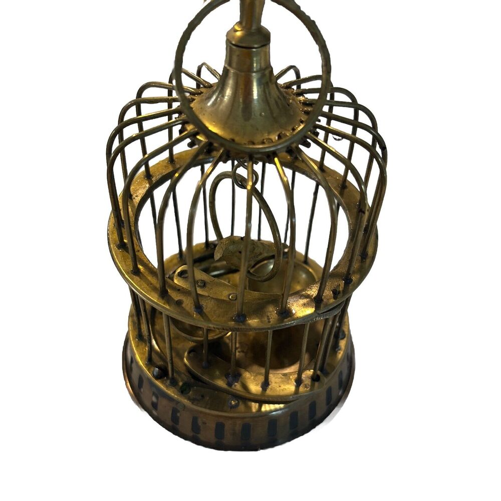 Vintage Brass Bird Cage With Two Dishes Made in India - Picture 2 of 4